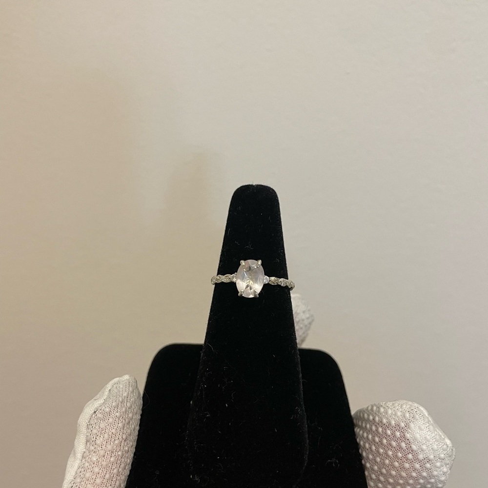 Oval Cut Moonstone Ring Sterling Silver White Topez